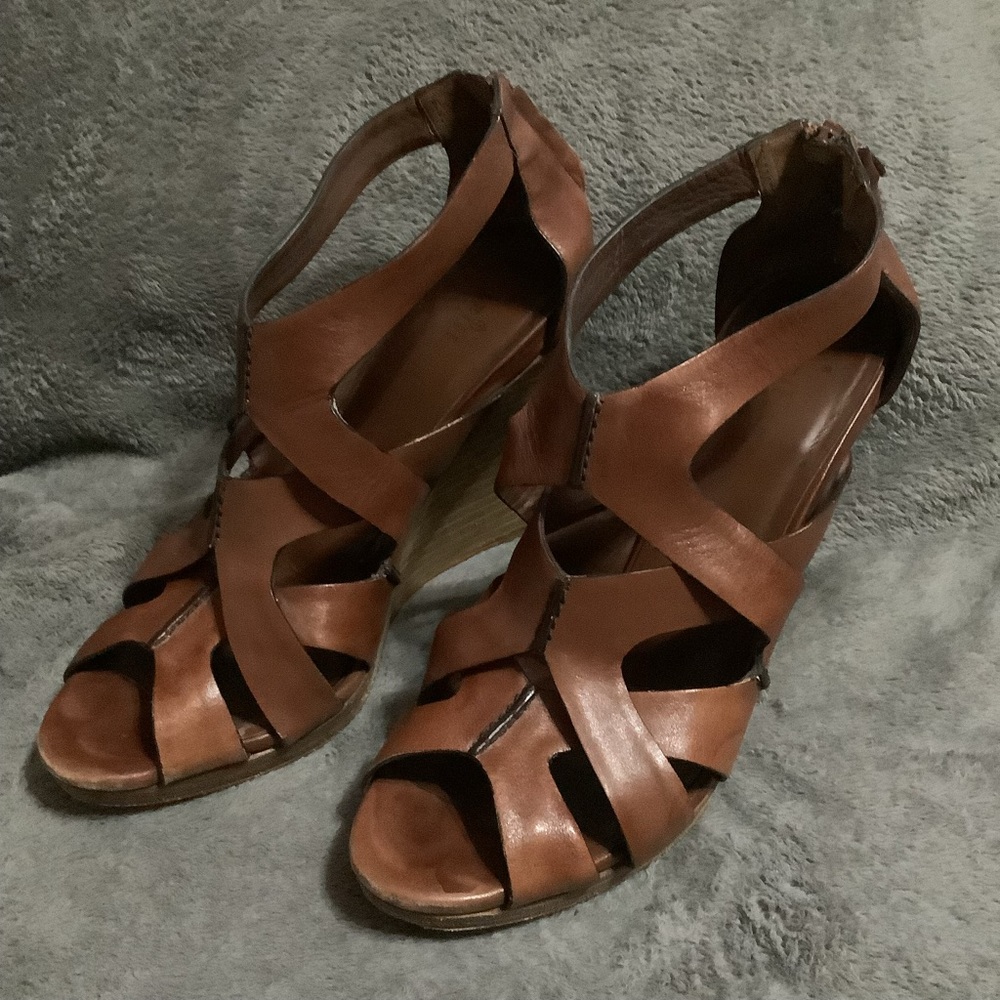 Cole Haan D37885 Air Kimry Zip Wedge Sandal Strappy Heels shoes Women's 10B 📦DD
